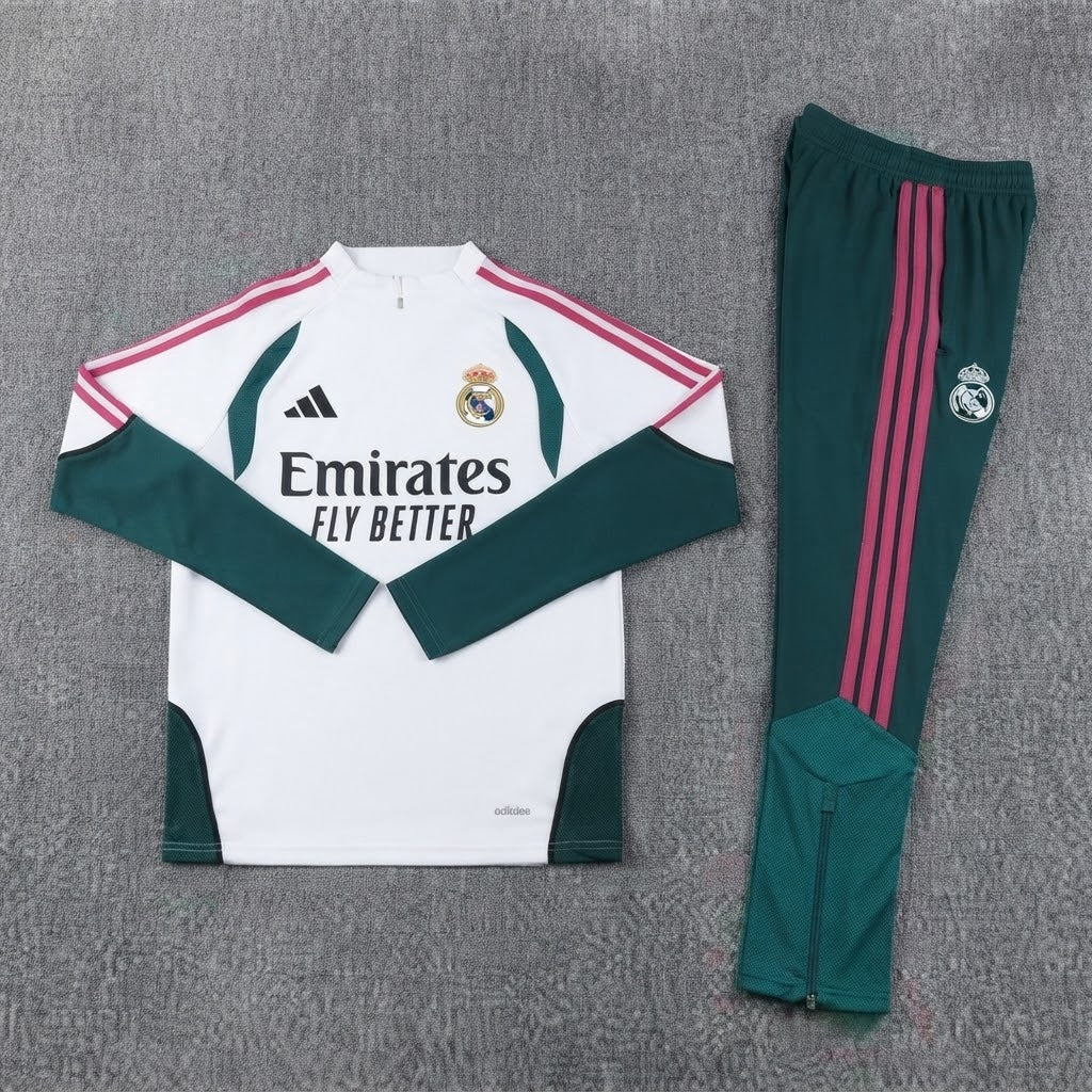 Conjunto Jogador Treino Real Madrid (Branco, Verde)